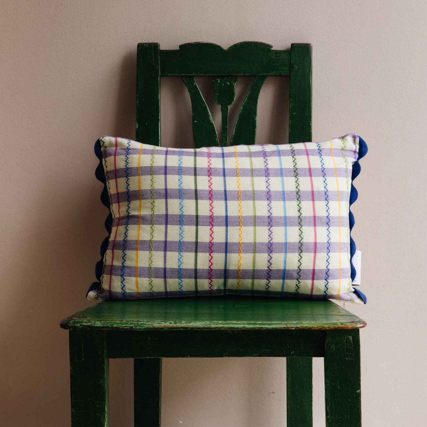 Ginny Gingham Lilac Oblong Cushion