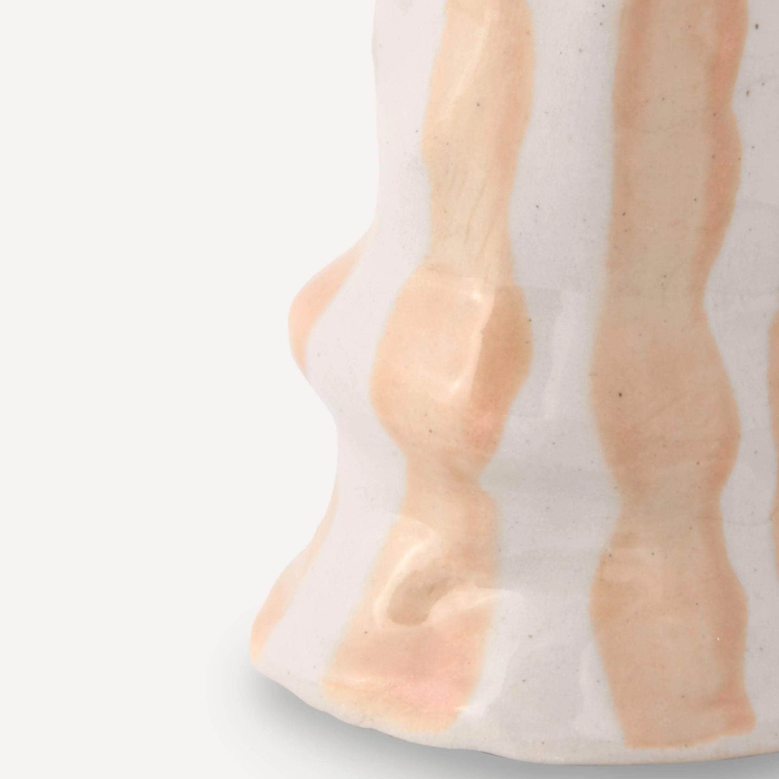 Ivory Beige Candy Stripe Candle Holder