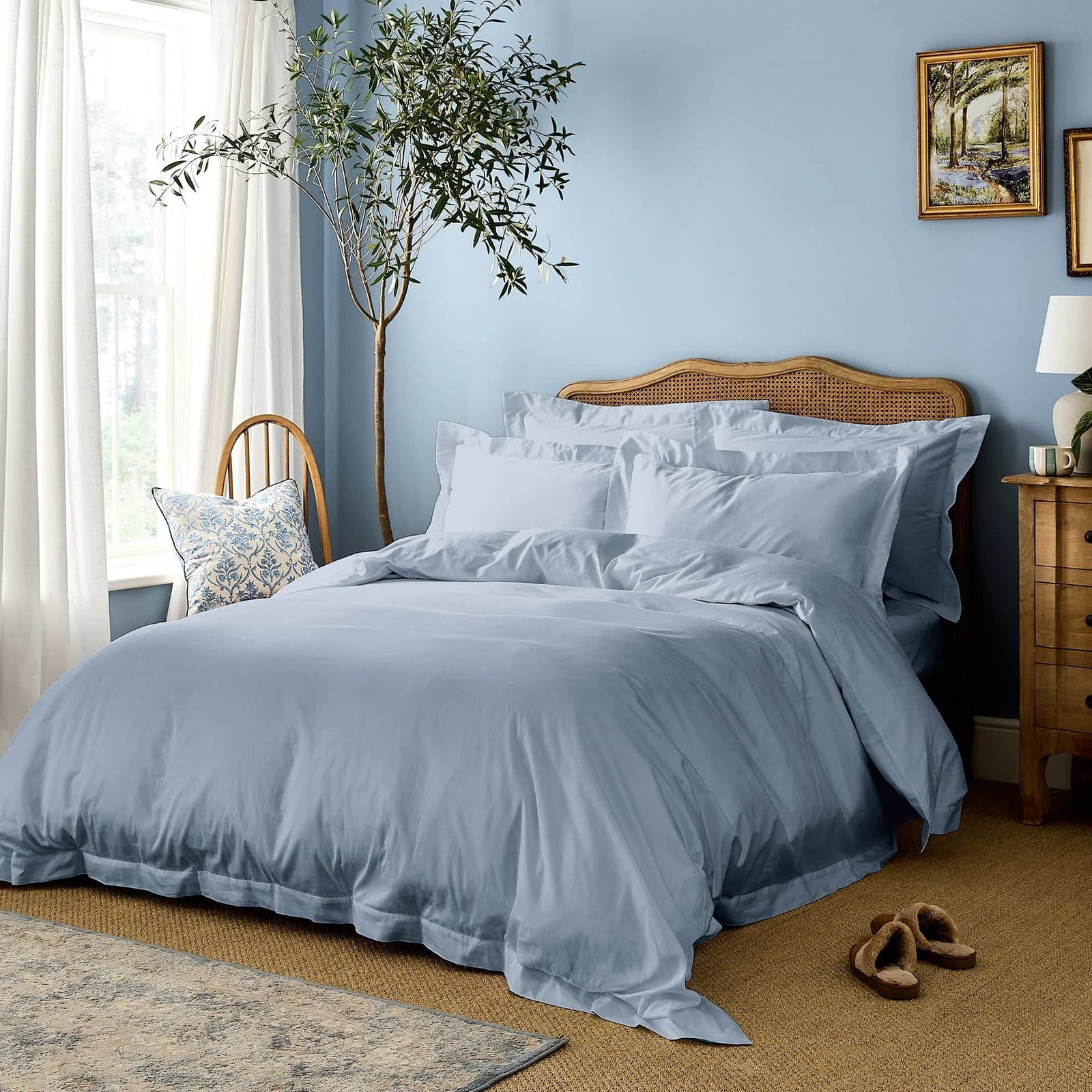Luxury Organic Nordic Sky Edged Pillowcases
