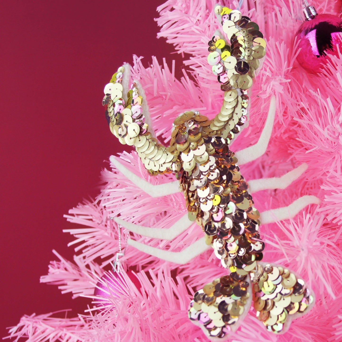 Lorenzo the Lobster Sequin Ornament
