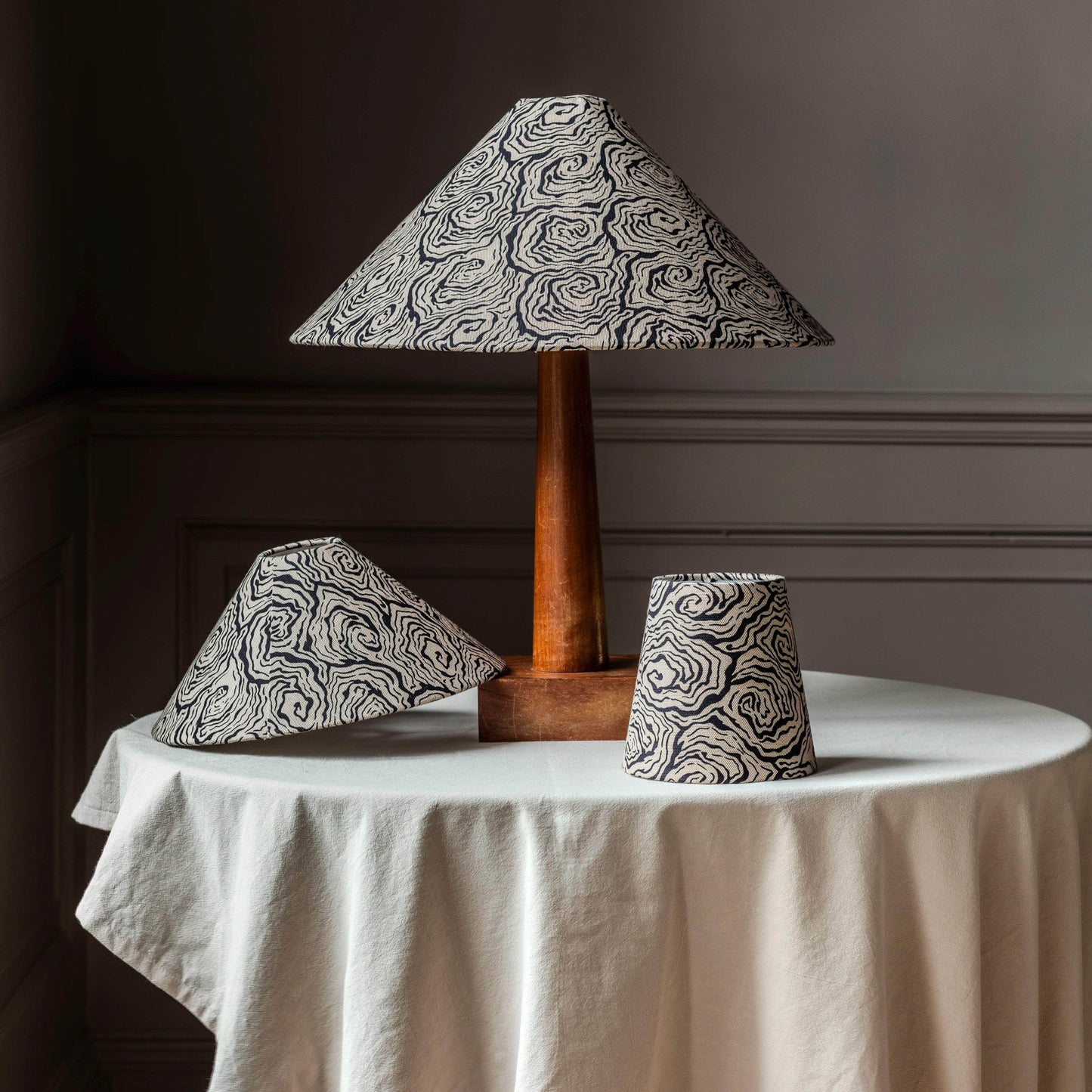 Oysters Monochrome Tapered Cone Lampshade (Large)