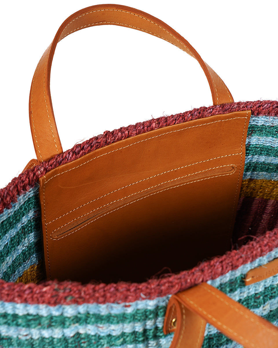 BINAFSI: Sports Luxe Multi-Tone Patterned Sisal Shopper