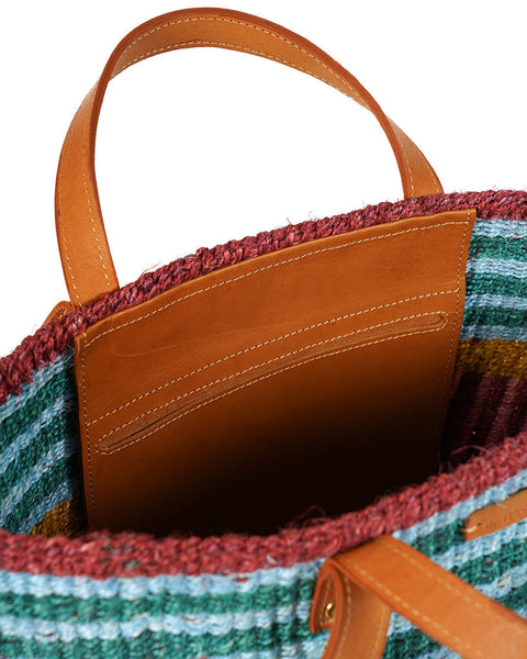 BINAFSI: Sports Luxe Multi-Tone Patterned Sisal Shopper