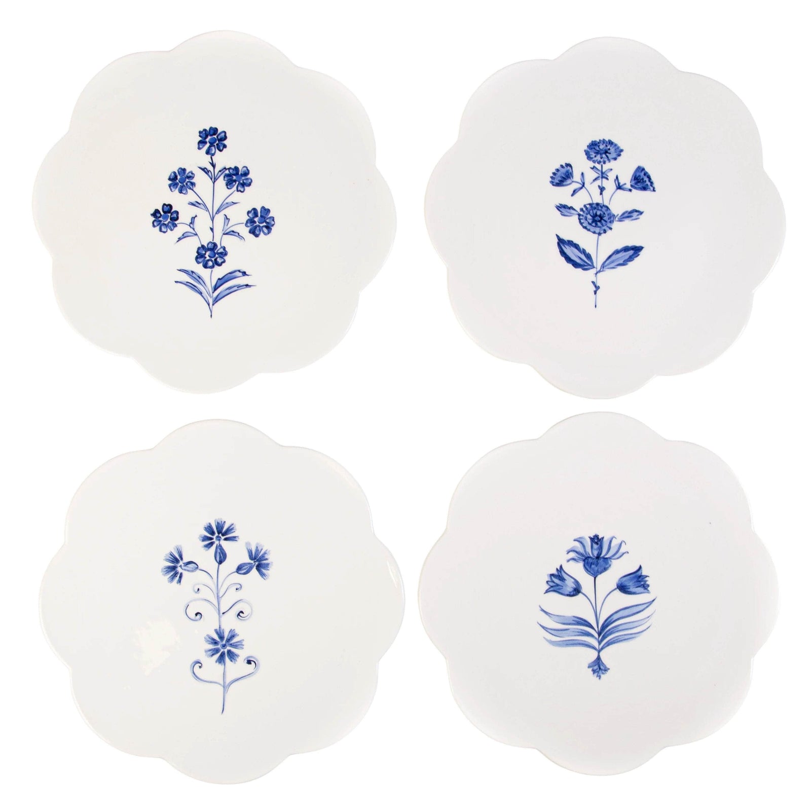 Set of 4 Scalloped Dinner Plates