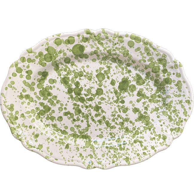 Green Dotted Oval Platter - 32 cm