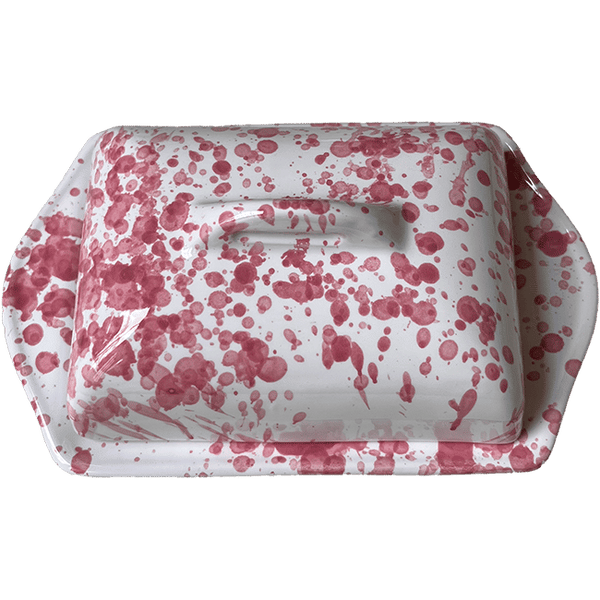 Large Butter Dish – Pink Dots