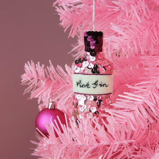 Pretty Pink Gin Sequin Hanging Ornament