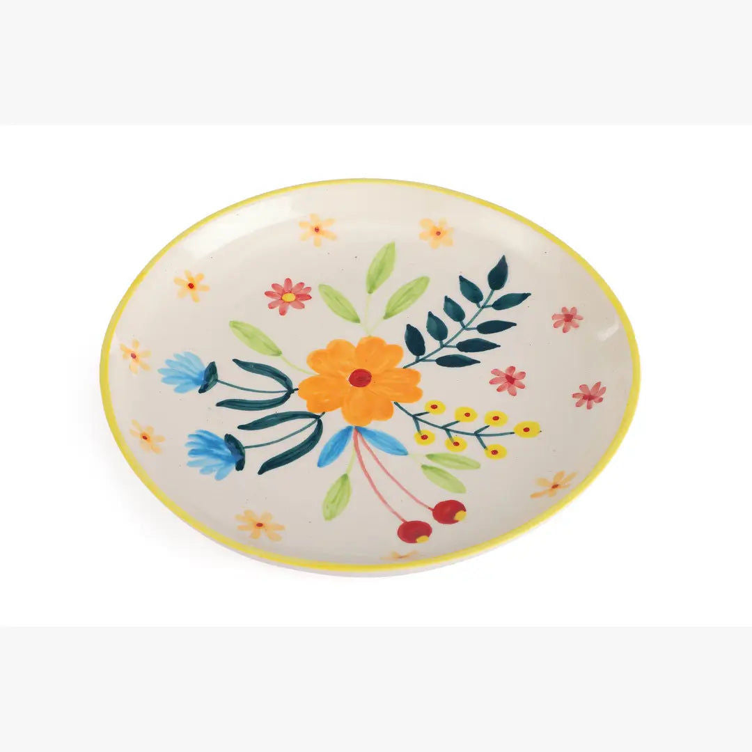 Floral Extravaganza Hand-Painted Mug & Plate Set - Set of 2