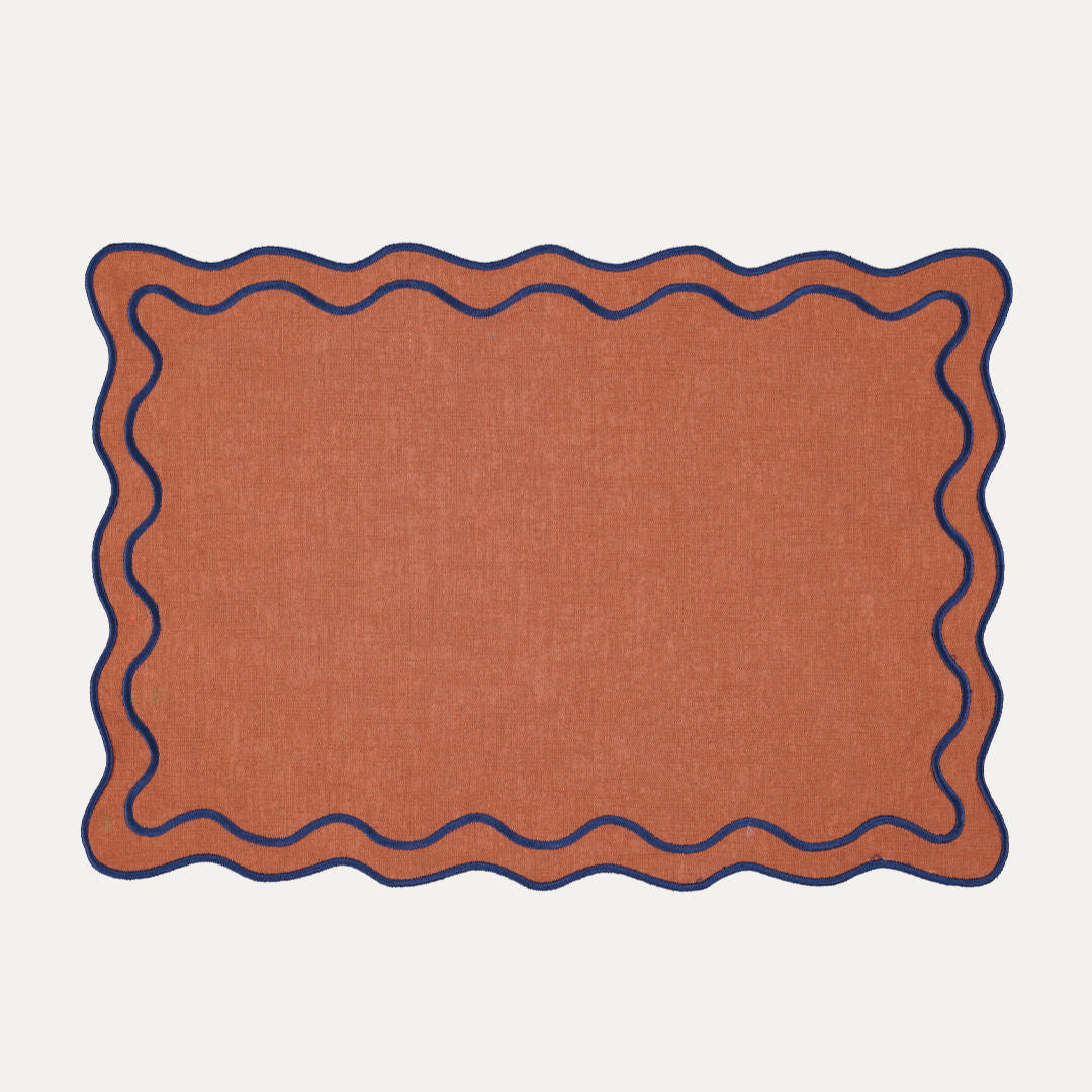 Beja Placemat, Terracotta with Blue