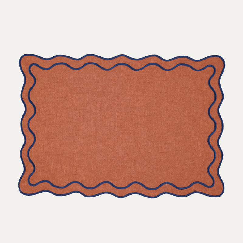 Beja Placemat, Terracotta with Blue