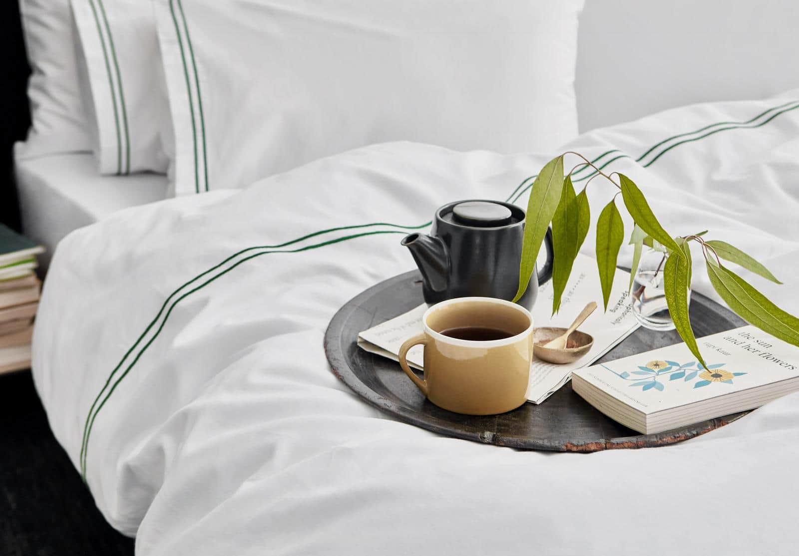 The Cairo Collection Bedding Set | Green Stripe