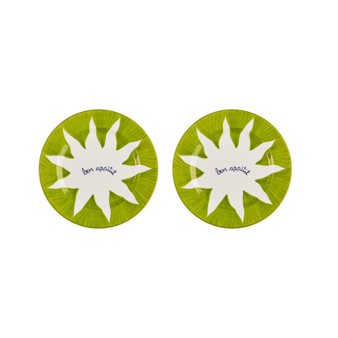 Soleil Green Dessert Plates Set-Of-Two