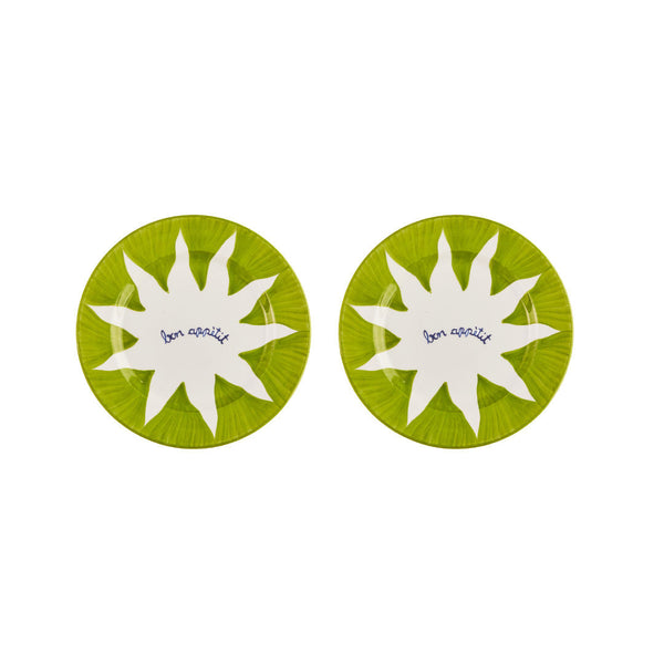 Soleil Green Dessert Plates Set-Of-Two