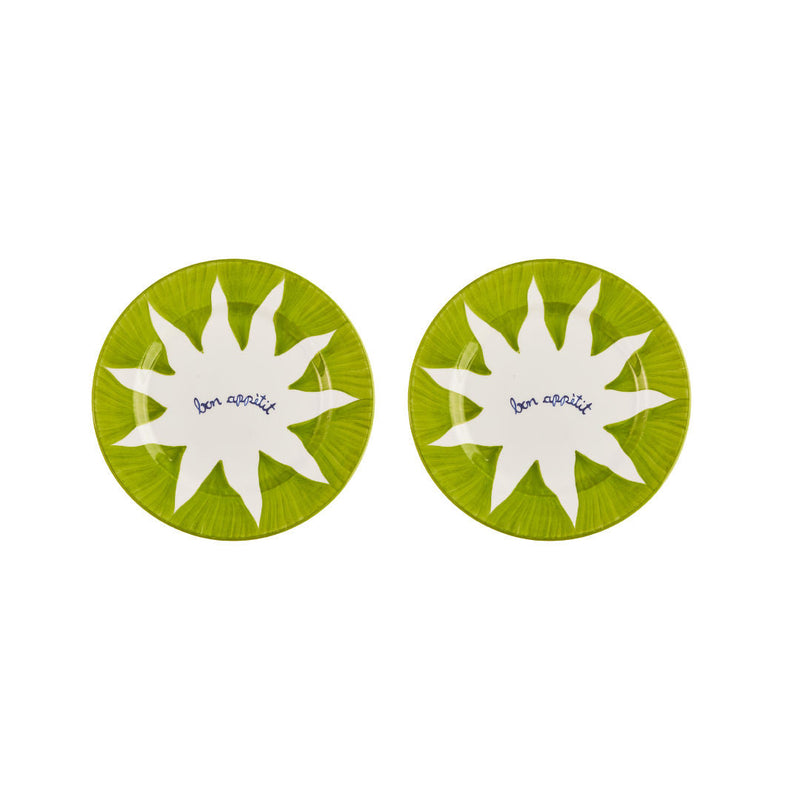 Soleil Green Dessert Plates Set-Of-Two