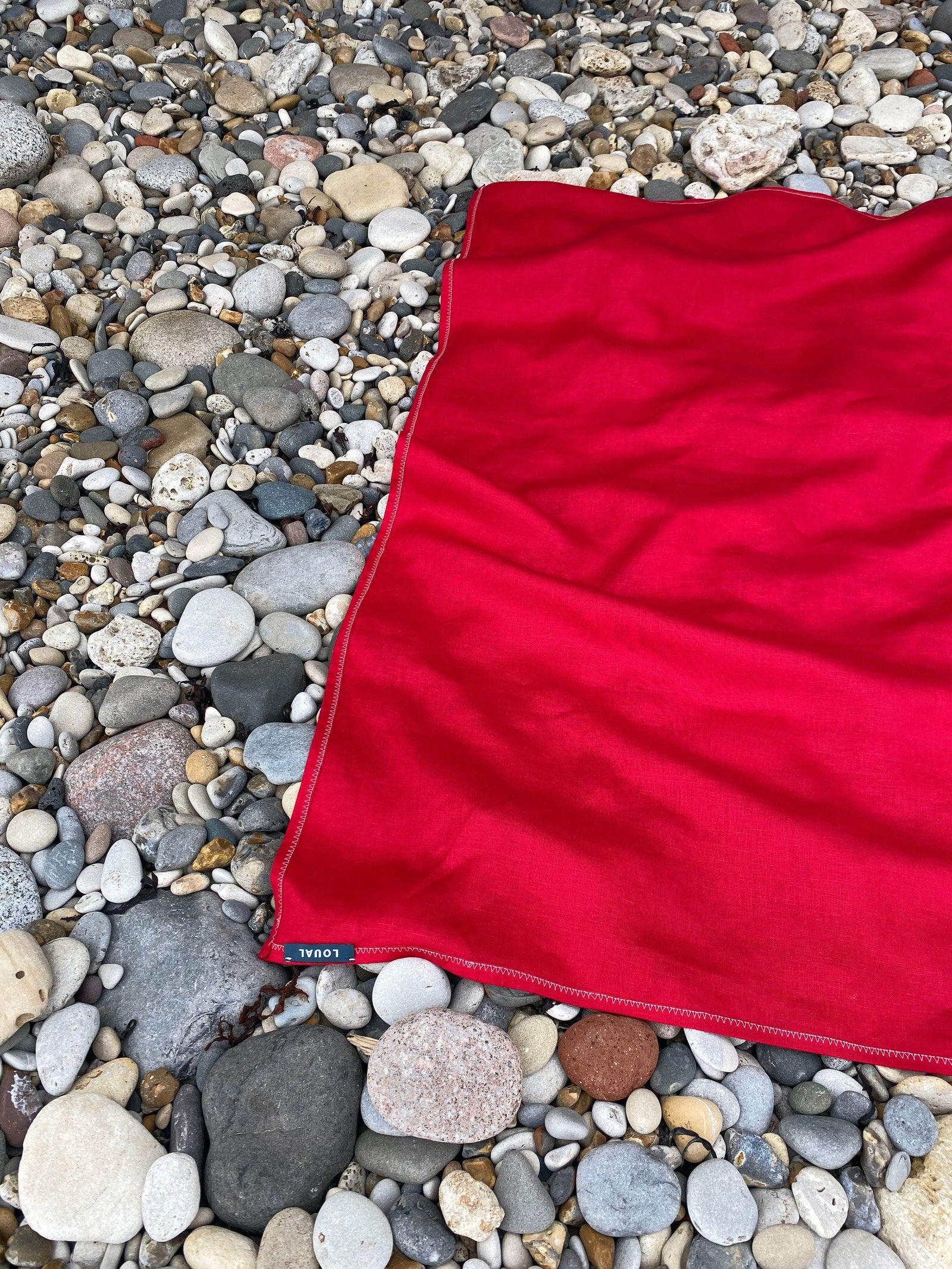 Irish Linen Large Towel - Red