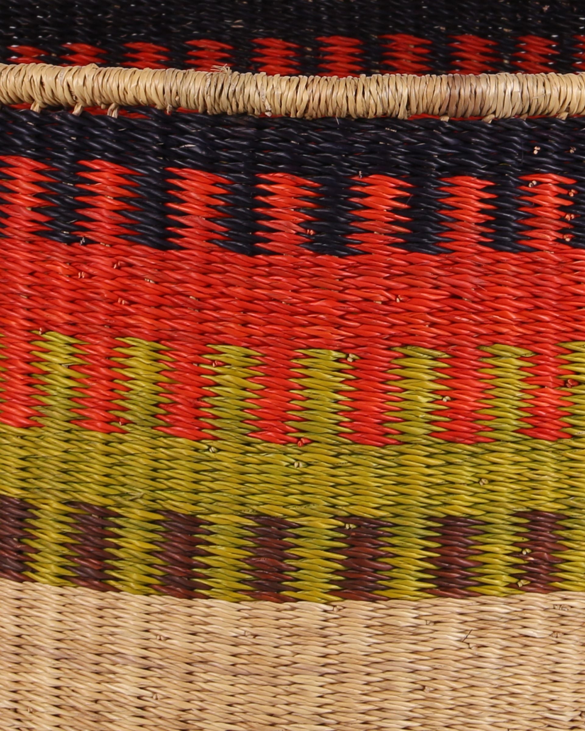 KWASHI: Large Orange, Green and Black Floor Storage Basket with Handles