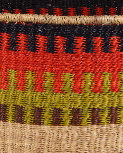 KWASHI: Large Orange, Green and Black Floor Storage Basket with Handles