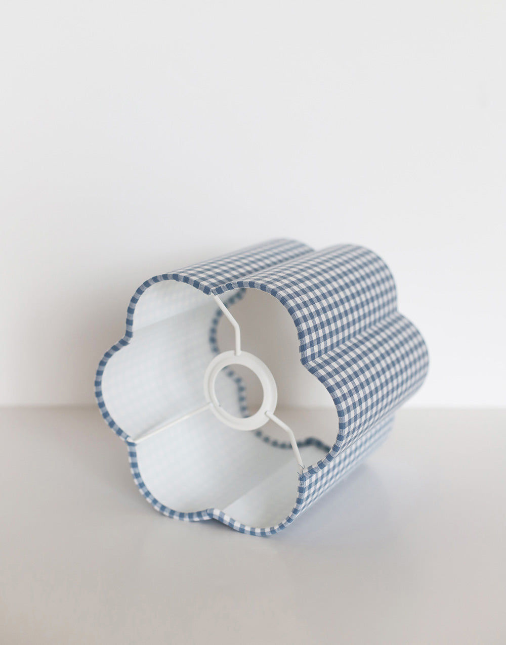 flower-Shaped Lampshade in "Sky Blue Mini Gingham"