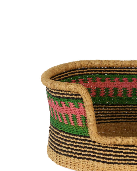 KWAATA: Pink, Green and Black Dog Basket - Small