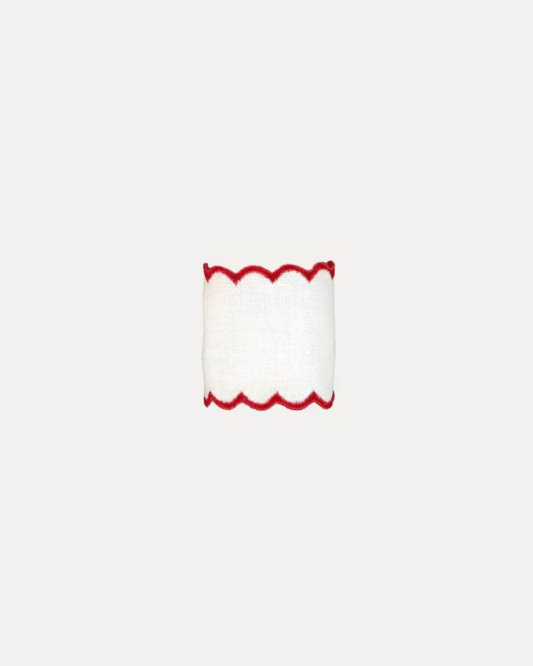 White and Red Linen Napkin Ring