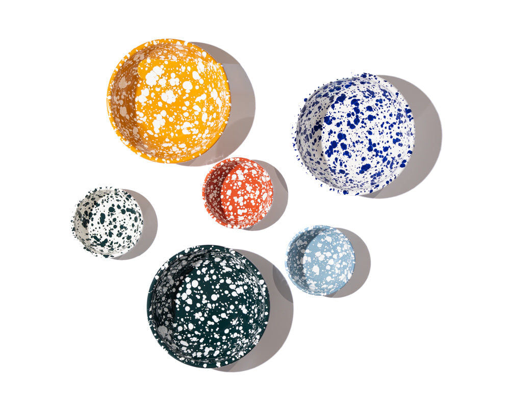Splatter Enamel Snack Bowl - Cream / Dark Green