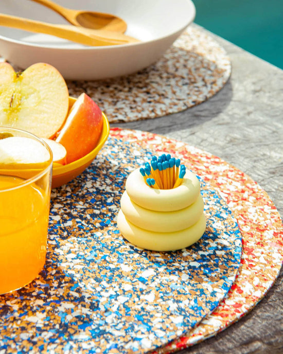 Navy Round Speckled Cork Placemat