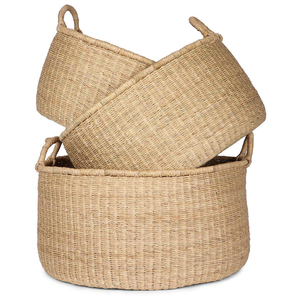 LAWRA: Natural Floor Storage Basket with Handles