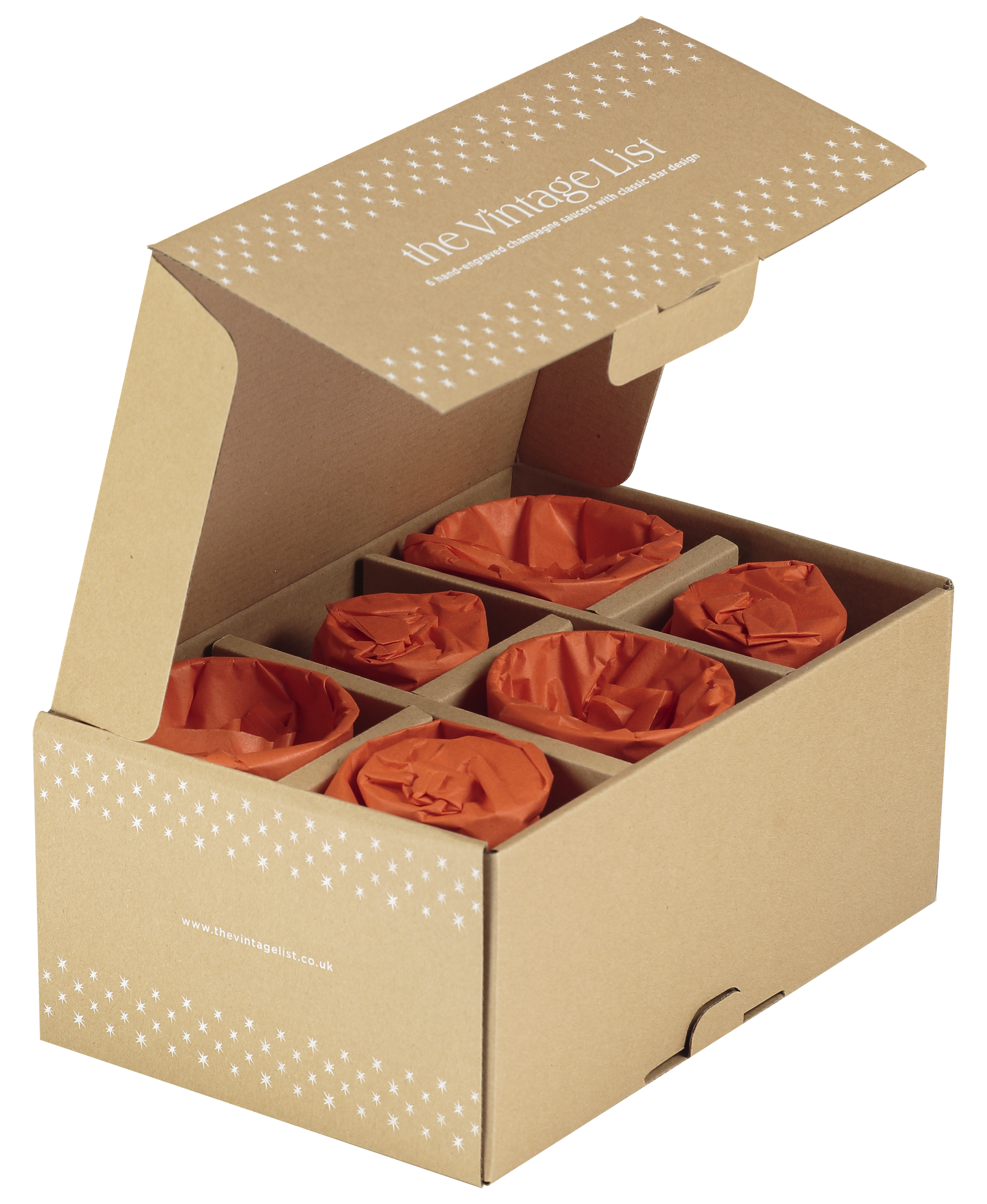 Crystal Champagne Saucers with Stars Design