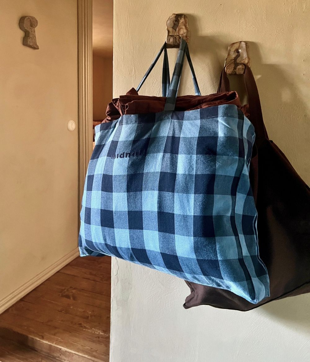 Tote Bag Checked Blue