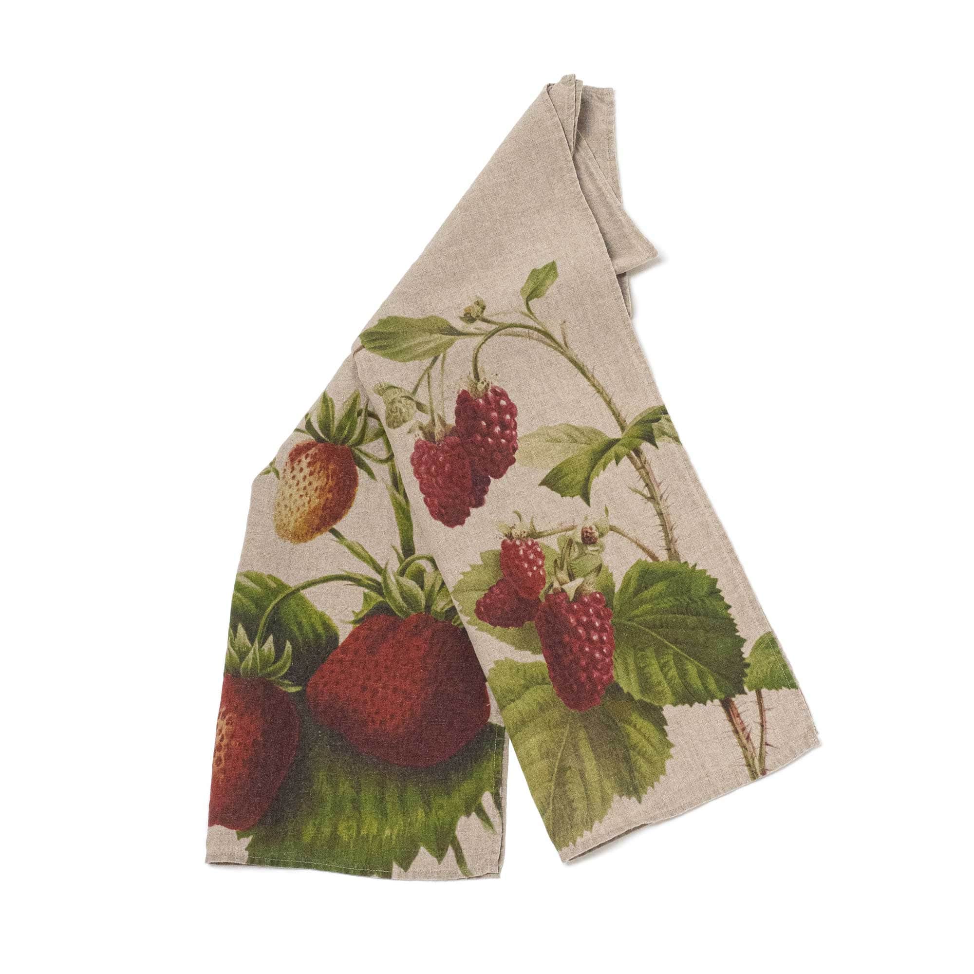Linen Kitchen Towels STRAWBERRY & RASPBERRY Set of 2