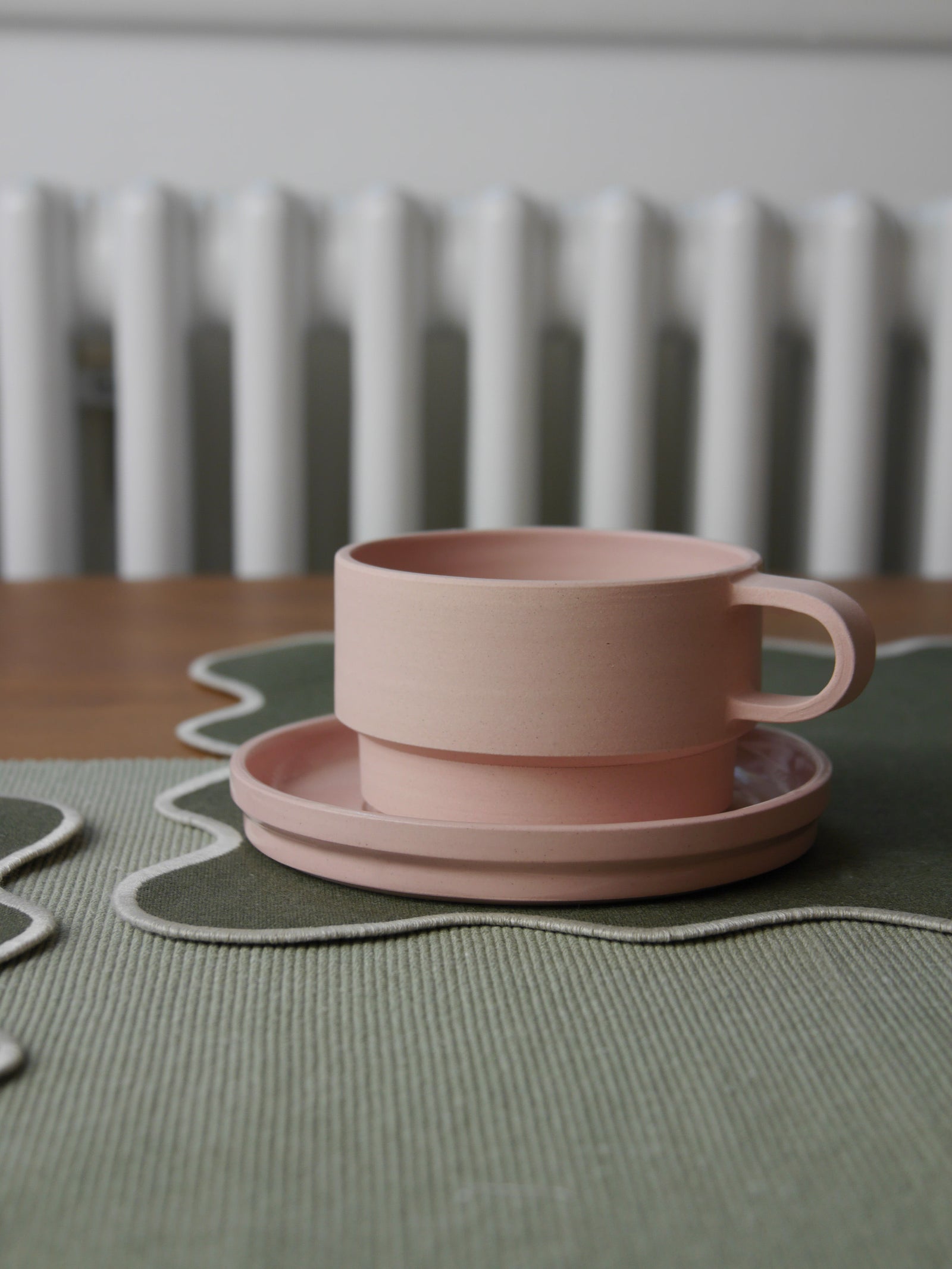 Angular Mug and Saucer Coffee Set, Blush