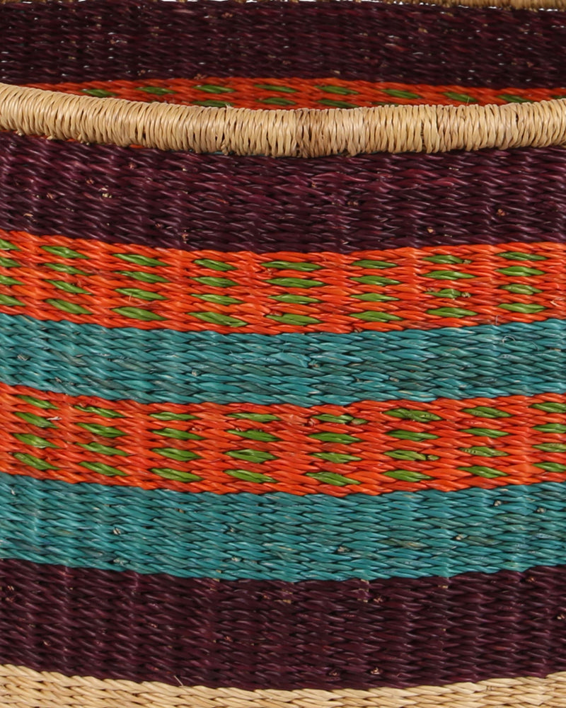 MKRUMAH: Medium Purple, Teal and Orange Floor Storage Basket with Handles