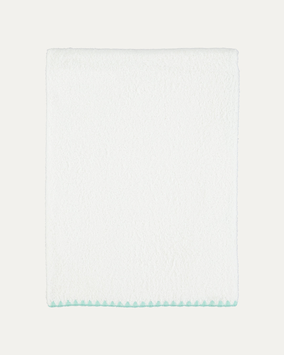 Shell Stitch Bath Towel White with Mint Green