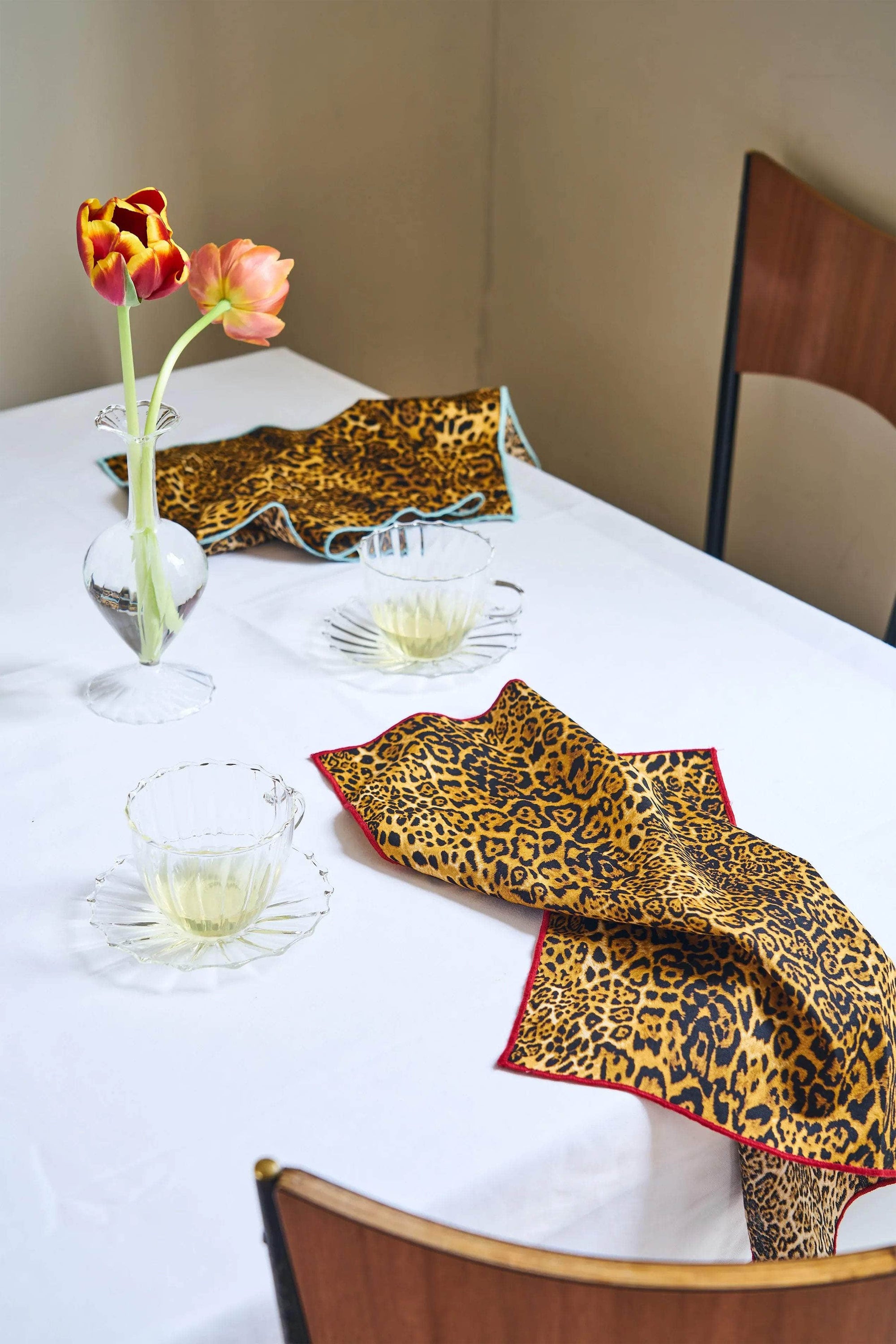 Feline Fine Napkins, Blue Trim - Set of Two