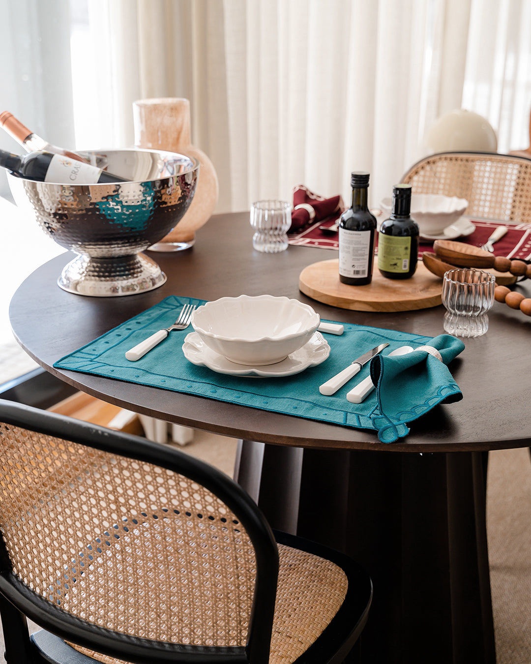 Belle Nuit Placemat, Sea Green with Sea Green