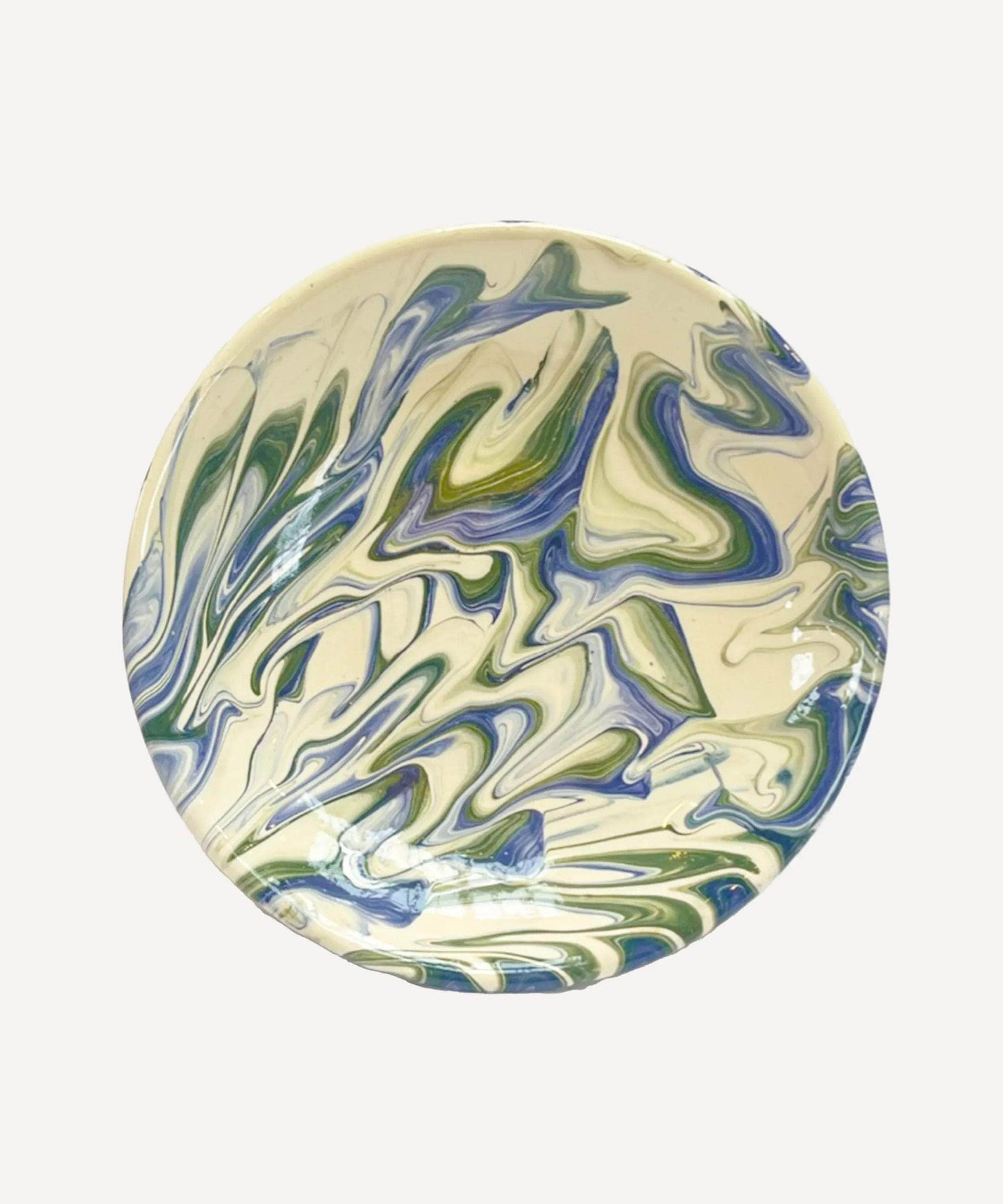 Pedestal Bowl - Blue Swirl