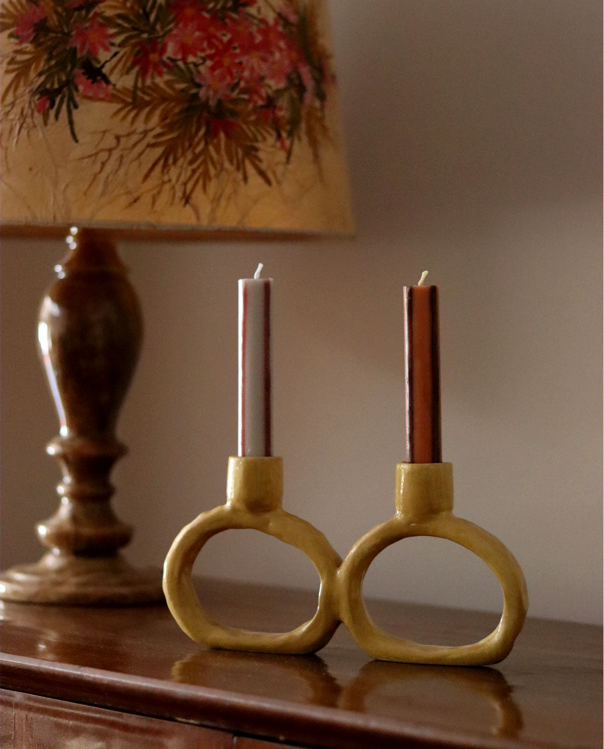 Handmade Ceramic Candle Holder Ochre