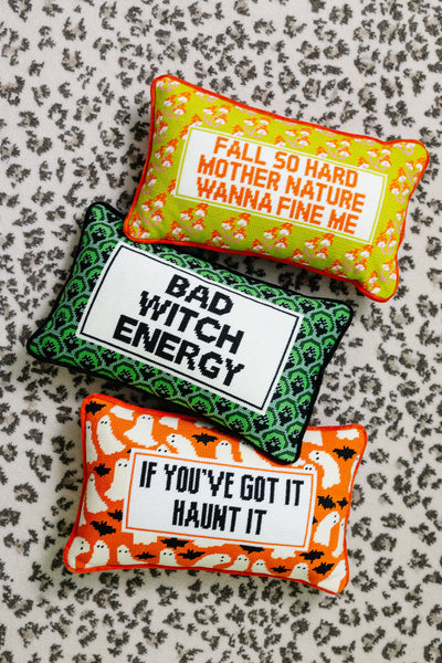 Bad Witch Energy Needlepoint Pillow-