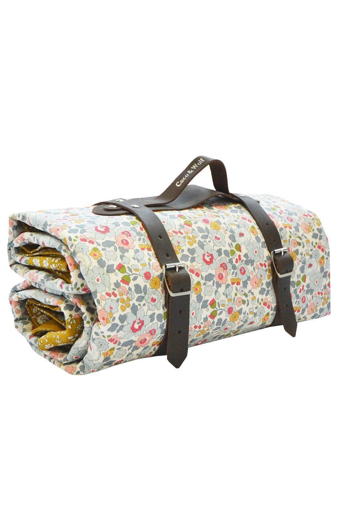 Picnic Blanket Made With Liberty Fabric Betsy Grey & Capel Mustard