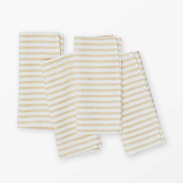 Linen Napkin Breton Stripe Yellow - Set of 4