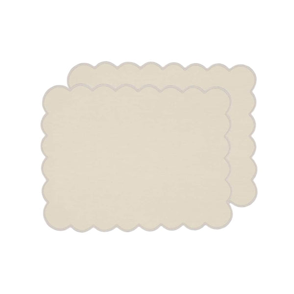 Zero-Waste Scalloped Linen Placemats Vanilla - Set of 2