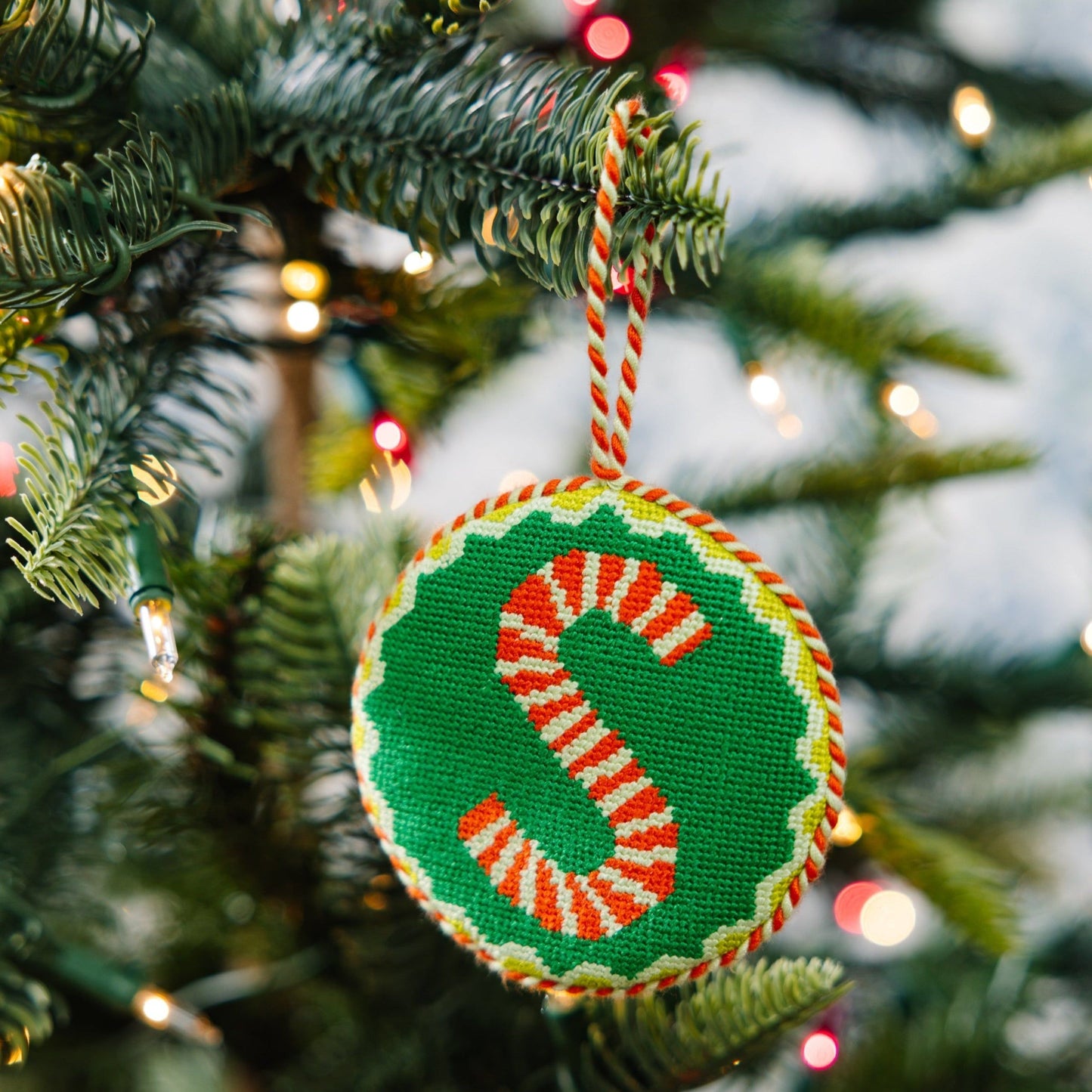 Needlepoint Monogram Ornament - S