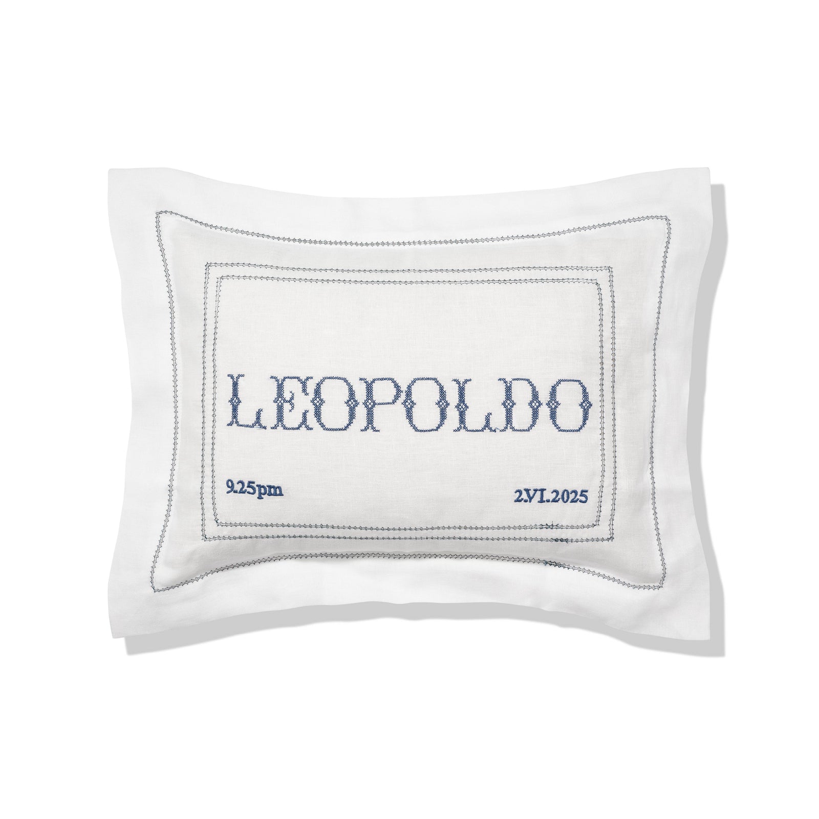 Boudoir Pillow with Hemstitch in Prussian Blue