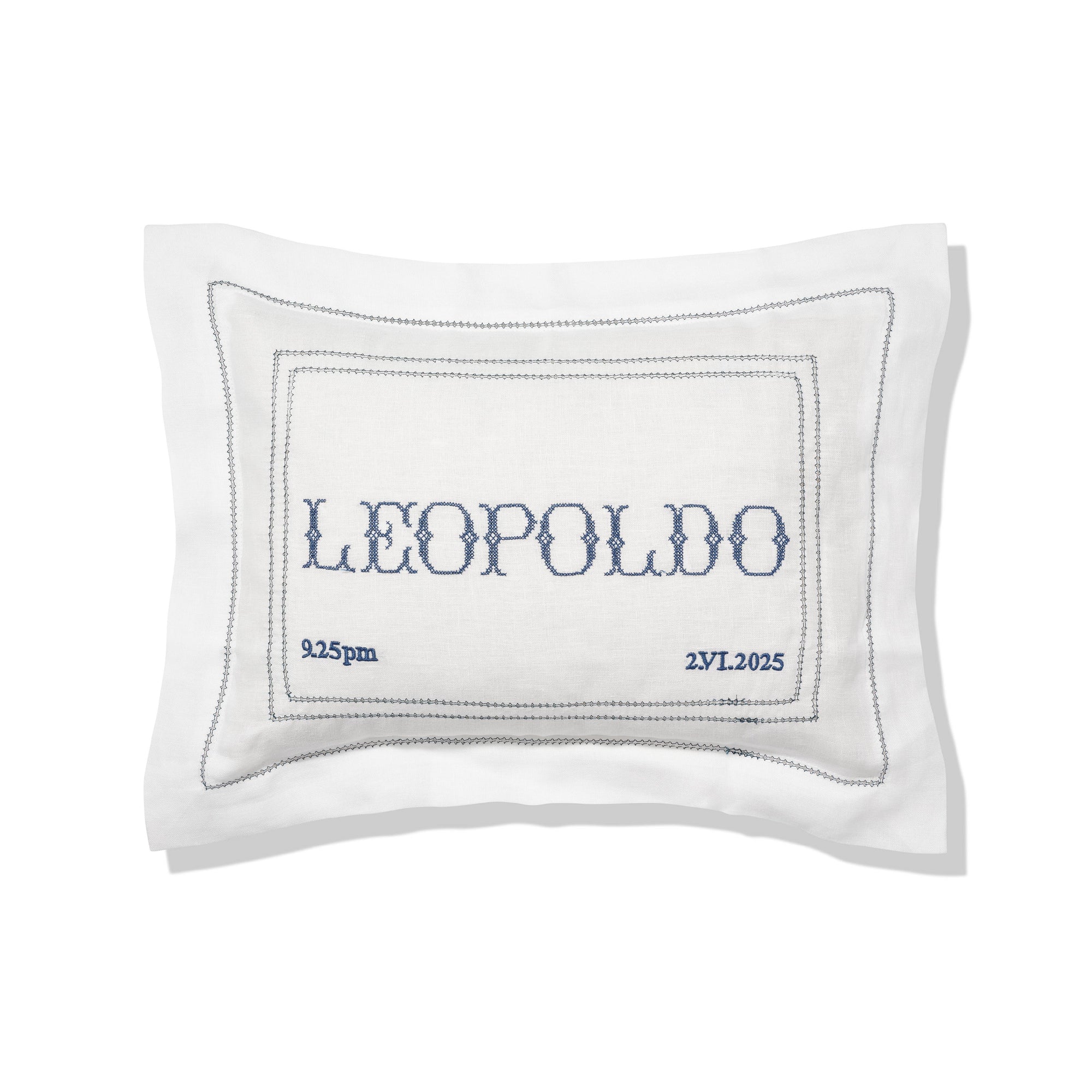Boudoir Pillow with Hemstitch in Prussian Blue