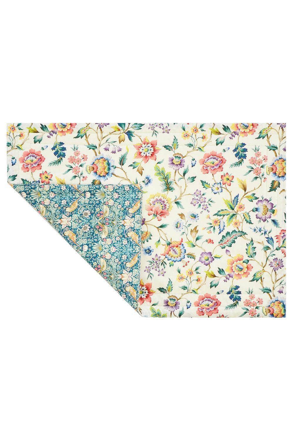 Reversible Stitch Placemat Made With Liberty Fabric Strawberry Thief & Eva Belle