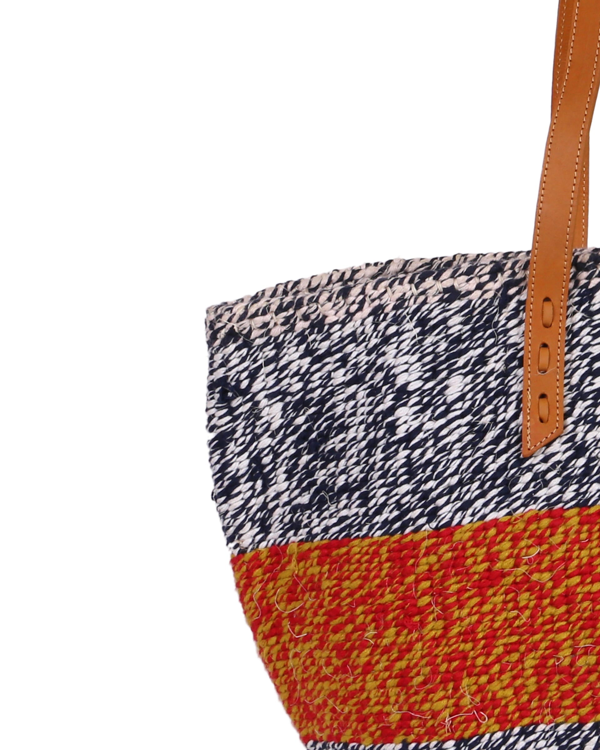 KIJANA: Handwoven Red, Black and Gold Wool Tote Bag
