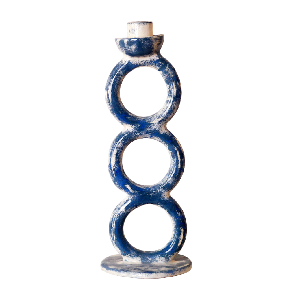 Handmade Ceramic Candlestick Blue