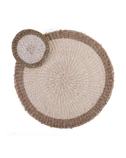 CHANGA: Natural and Light Taupe Woven Circular Placemat