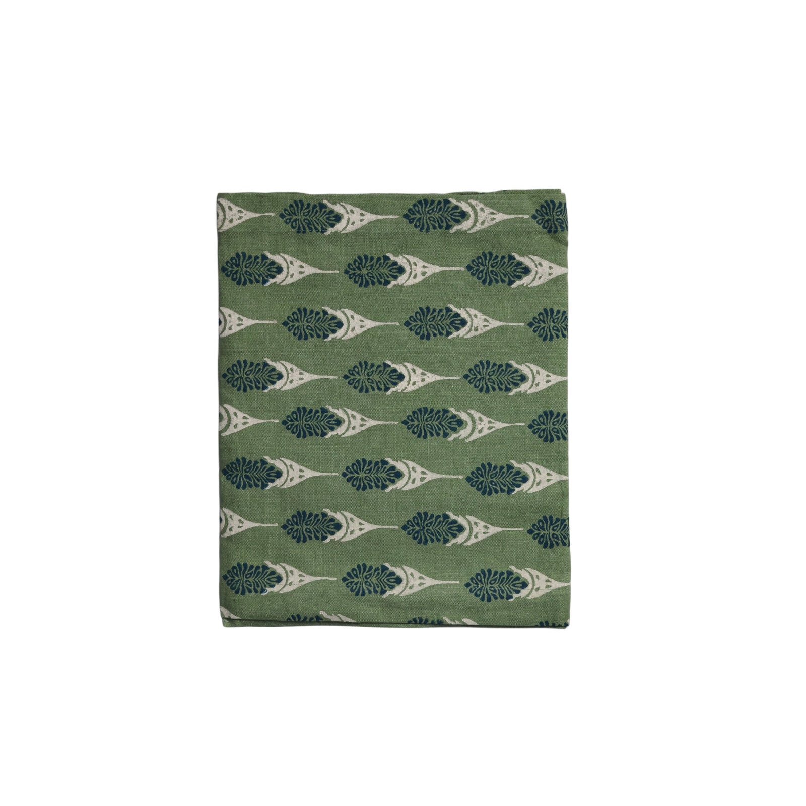 Bahaar Hand Printed Table Runner - Oil Green