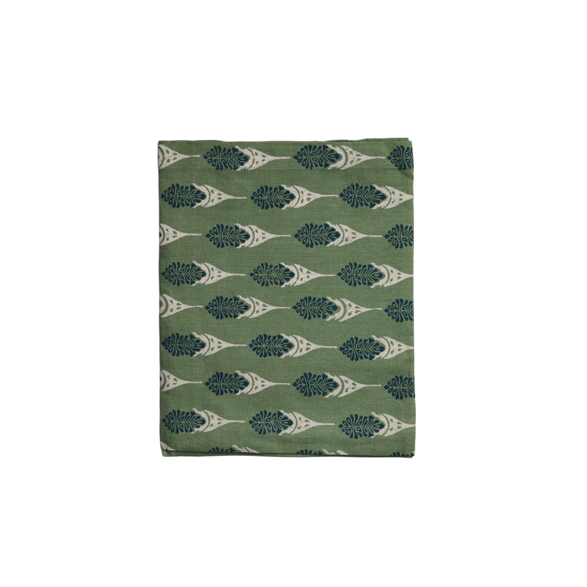 Bahaar Hand Printed Table Runner - Oil Green